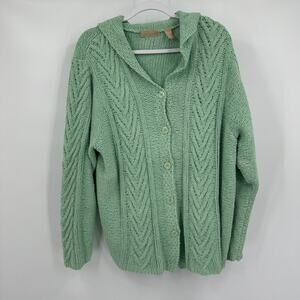 Kate Hill Womens Chenille Cardigan‎ Sweater Size 3X Mint Green Cozy Cottagecore